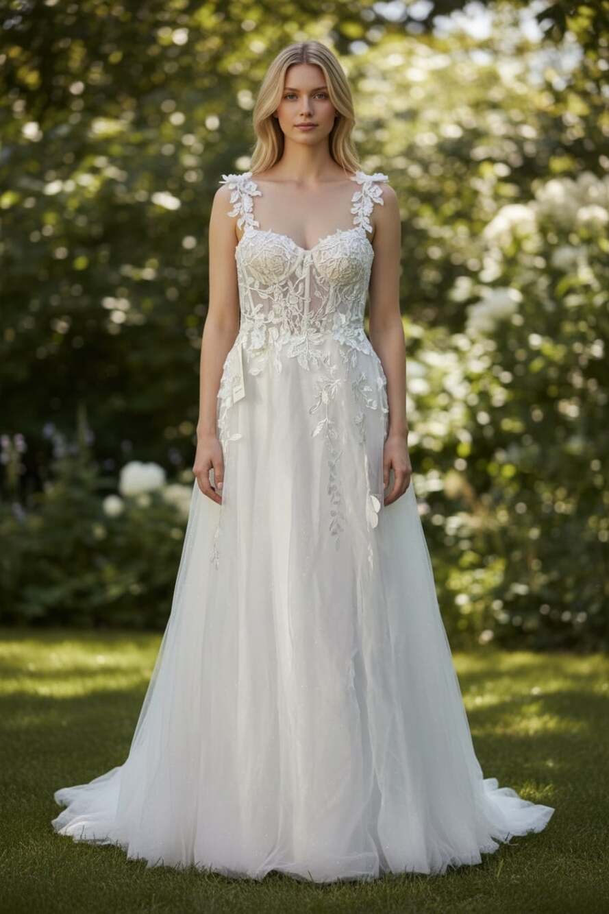 Andrea and Leo WL063 A-Line Lace Bodice Tulle Wedding Dress